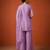 Lavender silk blend embroidered palazzo set