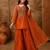 Orange silk blend embroidered palazzo set