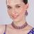 Pink rhodium premium designer american diamond and stone work necklace set