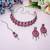 Pink rhodium premium designer american diamond and stone work necklace set