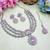 Pink rhodium premium designer american diamond and stone work necklace set