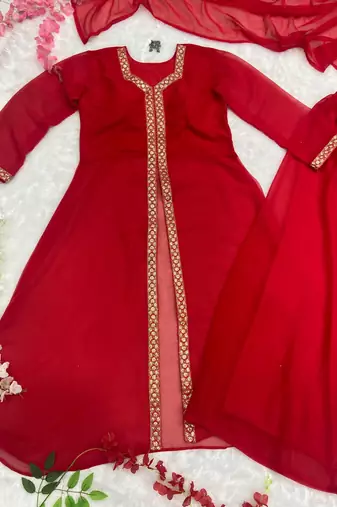 Red Georgette Salwar Suit