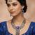 Blue yellow gold premium designer american diamond and stone work necklace set
