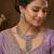Purple yellow gold premium designer american diamond and stone work necklace set