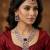 Maroon rhodium premium designer american diamond and stone work necklace set