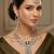 Green rhodium premium designer american diamond and stone work necklace set