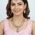 Pink yellow gold premium designer american diamond and stone work necklace set