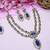 Blue yellow gold premium designer american diamond and stone work necklace set