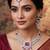 Pink rhodium premium designer american diamond and stone work necklace set