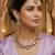 Purple yellow gold premium designer american diamond and stone work necklace set