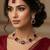 Maroon yellow gold premium designer american diamond and stone work necklace set