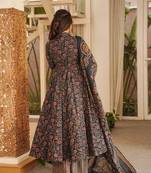 Black maslin digital printed wedding party festival casual ready anarkali palazzo pant salwar kameez