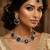 Blue yellow gold premium designer american diamond and stone work necklace set