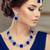 Blue rhodium premium designer american diamond and stone work necklace set