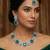 Green rhodium premium designer american diamond and stone work necklace set