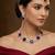 Maroon rhodium premium designer american diamond and stone work necklace set