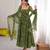 Green bandhani printed georgette anarkali kurta pant with dupatta set for women
