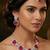 Pink rhodium premium designer american diamond and stone work necklace set
