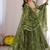 Green bandhani printed georgette anarkali kurta pant with dupatta set for women