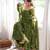 Green bandhani printed georgette anarkali kurta pant with dupatta set for women