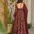 Brown maslin digital printed wedding party festival casual ready anarkali palazzo pant salwar kameez