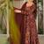 Brown maslin digital printed wedding party festival casual ready anarkali palazzo pant salwar kameez