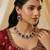 Maroon yellow gold premium designer american diamond and stone work necklace set