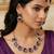 Purple yellow gold premium designer american diamond and stone work necklace set