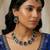 Blue yellow gold premium designer american diamond and stone work necklace set
