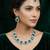 Green rhodium premium designer american diamond and stone work necklace set
