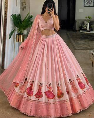 Light Pink Navratri Lehenga Choli With Dupatta 2