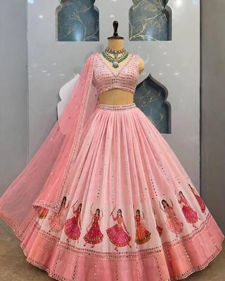 Light Pink Navratri Lehenga Choli With Dupatta 3