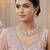 Pink rhodium premium designer american diamond and stone work necklace set