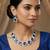 Blue rhodium premium designer american diamond and stone work necklace set