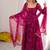 Rani pink bandhani printed georgette anarkali kurta pant with dupatta set for women