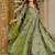 Green maslin digital printed wedding party festival casual ready anarkali palazzo pant salwar kameez