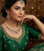 Green rose gold premium designer american diamond and stone work necklace set
