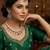Green rose gold premium designer american diamond and stone work necklace set
