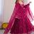 Rani pink bandhani printed georgette anarkali kurta pant with dupatta set for women