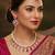 Pink rose gold premium designer american diamond and stone work necklace set