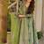 Green maslin digital printed wedding party festival casual ready anarkali palazzo pant salwar kameez