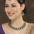 Green yellow gold premium designer american diamond and stone work necklace set