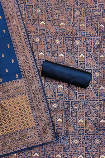 blue jacquard weaved dress material