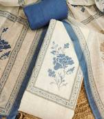 white cotton poly embroidered dress material