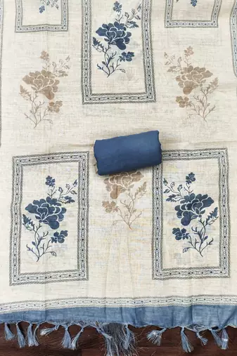 white cotton poly embroidered dress material