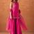 Women's pink silk blend embroidered kurti set for women with dupatta and palazzo