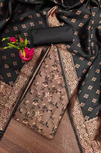 black jacquard weaved dress material
