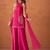 Women's pink silk blend embroidered kurti set for women with dupatta and palazzo