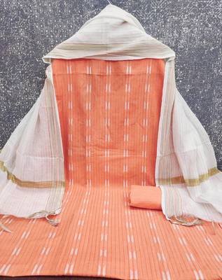 orange jacquard weaved dress material 2