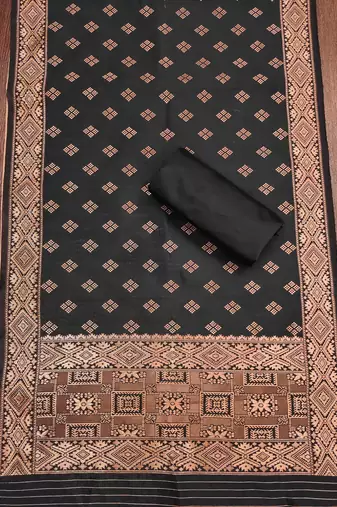 black jacquard weaved dress material